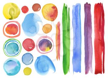 Collection of watercolor hand painted design elements background. Texture paper.