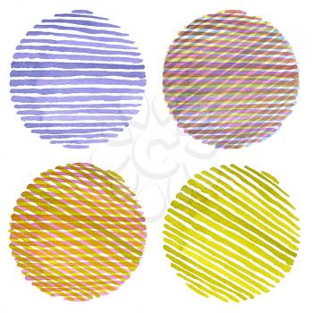 Set of Watercolor circle painted background. Texture paper. Isolated.