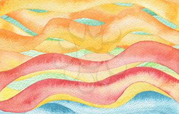 Abstract wave watercolor painted background. Paper texture. 