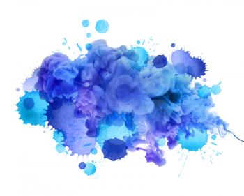Acrylic colors in water and watercolor blots. Abstract background.