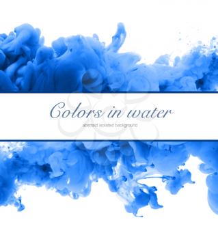 Acrylic colors and ink in water. Abstract frame background. Isolated on white.