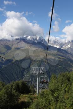 Mountain cableway. Georgia, Svaneti, Mestia. 