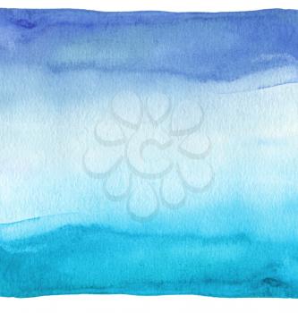 Abstract blue watercolor hand painted background. Textured paper.