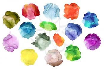 set of abstract color watercolor blot 