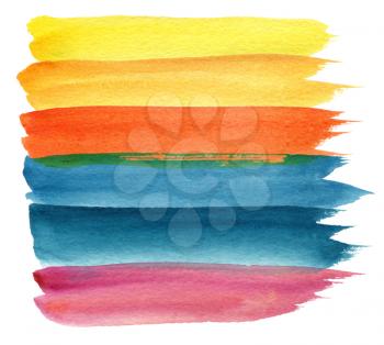 Colorful watercolor brush strokes. Isolated on white.

