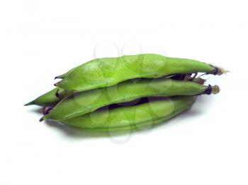bunch of broad beans on a white background 