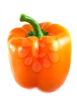 Top view Orange bell pepper isolated on white background 