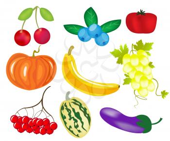 Royalty Free Clipart Image of Fruit and Vegetables