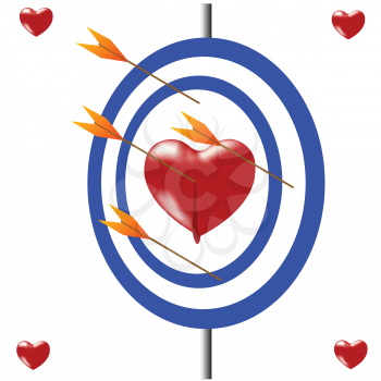 Royalty Free Clipart Image of an Archery Target With a Heart as a Bullseye