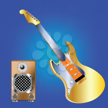 Royalty Free Clipart Image of a Guitar and Amplifier