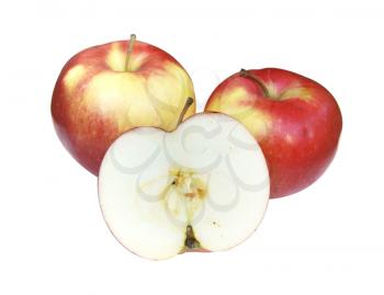 Three ripe apples on white background is insulated