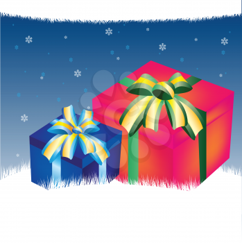 Colorful festive background with two gifts.Gift on holiday