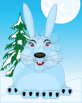 The Animal hare in wood in winter.Vector illustration