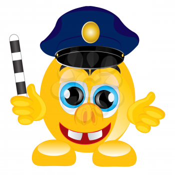 Smile in service cap of the police bodies