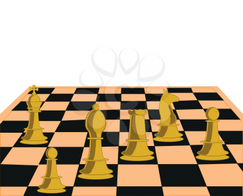 Chess board with figure on white background is insulated