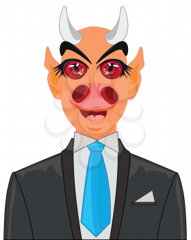 Devil in suit on white background is insulated