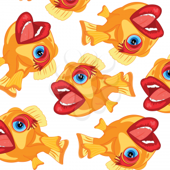 Cartoon of fish pattern on white background is insulated