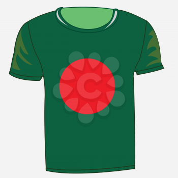 T-shirt with flag Bangladesh on white background is insulated
