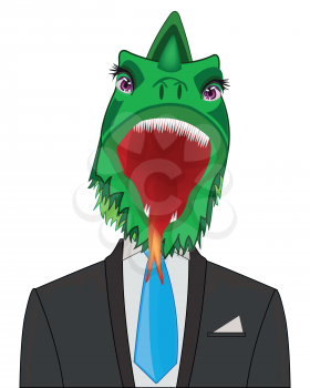 Fantastic animal dragon in suit with tie