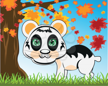 Vector illustration animal panda on nature under tree