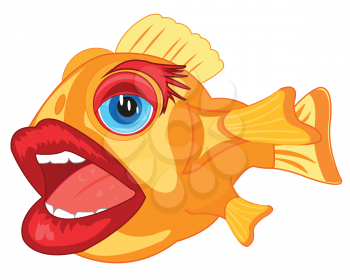Comic fish crock with human lip and brow