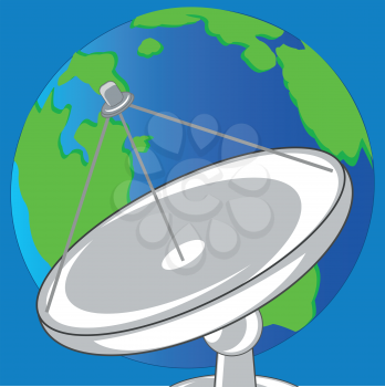 Satellite dish for transceiving the signal and planet land