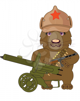 Cartoon russian bear revolutionary with weapon of the timeses of the civil war