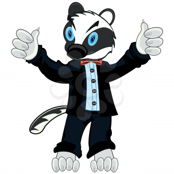 Cartoon of the wildlife badger in fashionable suit