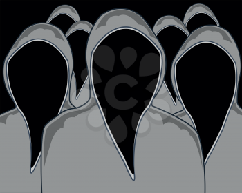 Crowd spectre in hood without person.Vector illustration