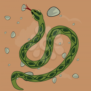 Vector illustration to deserts and grovelling animal snake