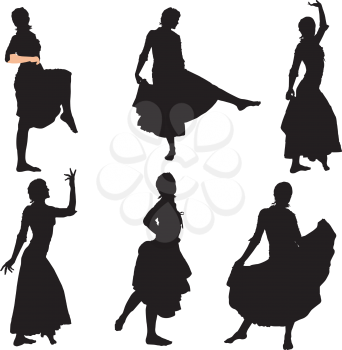 Royalty Free Clipart Image of a Silhouette of Dancers