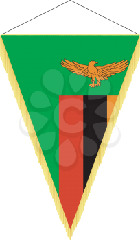 Royalty Free Clipart Image of a Pennant With the National Flag of Zambia