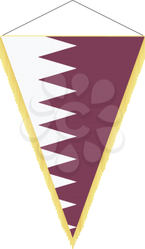 Royalty Free Clipart Image of a Pennant With the National Flag of Qatar