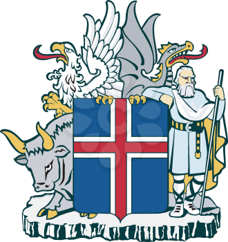 Royalty Free Clipart Image of a National Coat of Arms of Iceland
