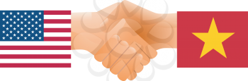 Royalty Free Clipart Image of the United States and Vietnam Shaking Hands