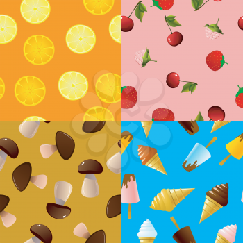 Royalty Free Clipart Image of a Variety of Food Backgrounds