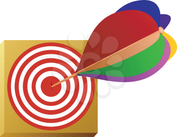 Royalty Free Clipart Image of a Large Dart on a Bullseye Target