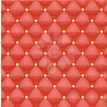 Royalty Free Clipart Image of a Red Leather Background Pattern With Gold Buttons