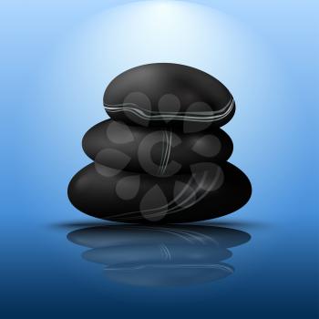 Royalty Free Clipart Image of a Stack of Stones Reflected