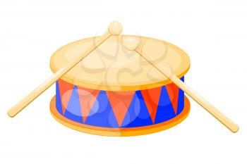 Drum isolated on a white background. Vector illustration. 