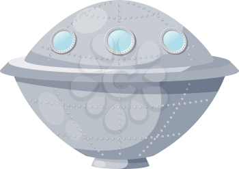 Fantastic spacecraft - UFO - on a white background. Vector illustration. Cartoon.