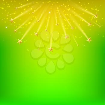Festival background with falling gold stars, Starfall. Vector illustration