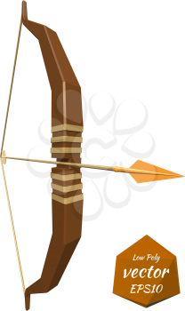 Bow and arrow. Low poly style. Vector illustration