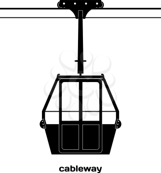 Black silhouette of the cabin cableway. Design element of the cableway. Abstract object on a white background. Stock vector illustration