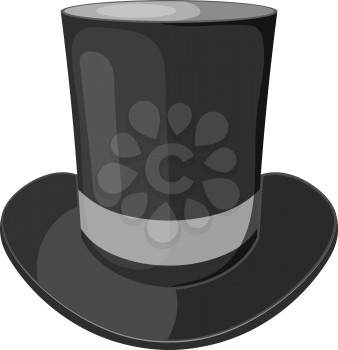 Vector cartoon illustration of a black cylinder hat on a white background