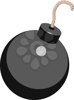 Vintage round bomb with a wick on a white background. Vector illustration