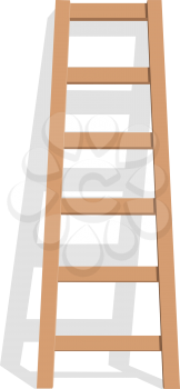Realistic wooden ladder on a white background. Vector Illustration