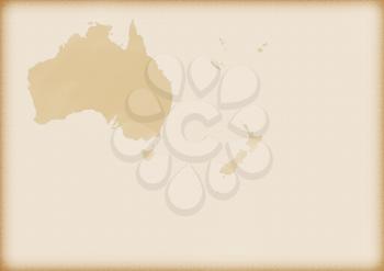 Old map of Australia and New Zealand as a background