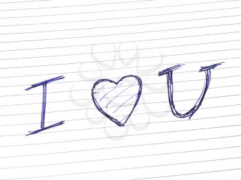Royalty Free Photo of I Love You on Lined Paper