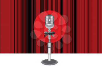 Royalty Free Clipart Image of Curtains and a Microphone